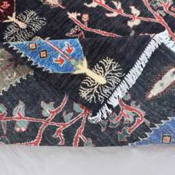 5x7 Tree Of Life Gabbeh Rug Afghan Nomadic Rug, Trees Pictorial Handmade Wool Black Oriental Boho Home Decor, Living Room - thumbnail 4