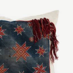 Vintage Hmong Indigo Batik Pillow Cover - Hemp Cushion With Tassels - thumbnail 2