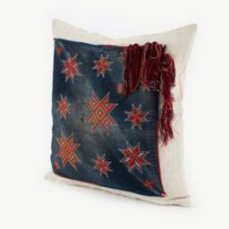 Vintage Hmong Indigo Batik Pillow Cover - Hemp Cushion With Tassels - thumbnail 3