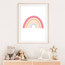 Pastel Rainbow Print, Girls Nursery Bedroom Weather Playroom Prints, Wall Art, Coral Pink - thumbnail 3