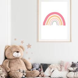 Pastel Rainbow Print, Girls Nursery Bedroom Weather Playroom Prints, Wall Art, Coral Pink - thumbnail 2