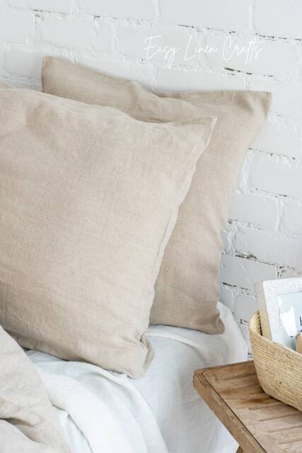 Set Of 2 Bed Sham Covers - Linen Pillow Pillowcases Standard, Queen, King, Custom Size Stonewashed Bedding - image 1