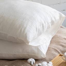 Set Of 2 Bed Sham Covers - Linen Pillow Pillowcases Standard, Queen, King, Custom Size Stonewashed Bedding - thumbnail 3