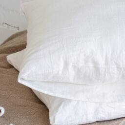 Set Of 2 Bed Sham Covers - Linen Pillow Pillowcases Standard, Queen, King, Custom Size Stonewashed Bedding - thumbnail 4