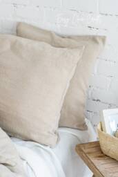 Set Of 2 Bed Sham Covers - Linen Pillow Pillowcases Standard, Queen, King, Custom Size Stonewashed Bedding