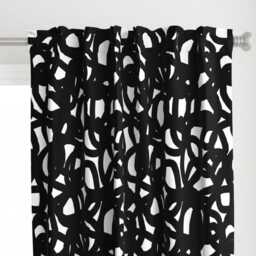 Modern Curtain Panel - Abstract Geometric Bold Black & White Graphic Custom Freestyle By Domesticate - thumbnail 1