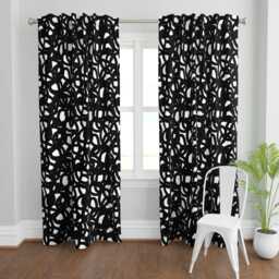 Modern Curtain Panel - Abstract Geometric Bold Black & White Graphic Custom Freestyle By Domesticate - thumbnail 2