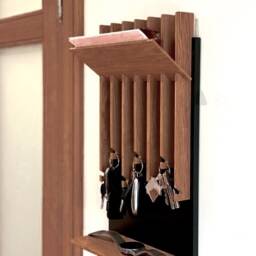 Modern Walnut Entryway Key Holder Oak & Mdf Wall Organizer - thumbnail 3
