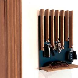 Modern Walnut Entryway Key Holder Oak & Mdf Wall Organizer - thumbnail 2