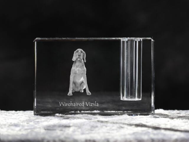 Wirehaired Vizsla , Crystal Pen Holder With Dog, Souvenir, Decoration, Limited Edition, Collection - image 1