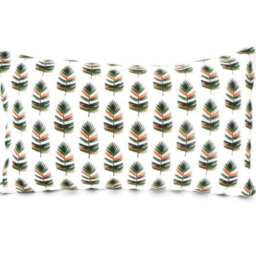 Cushion Cover 50 X 30 cm, White Fabric Printed With Palm Leaves, Orange & Green, Interior Decoration, Nature, Cushion, Zen, Trend - thumbnail 2
