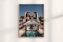 Bauhaus Hotel Architecture Dubai Poster, Design Art, Palm Trees Print, Modern D??cor, Middle East Style Art - thumbnail 1
