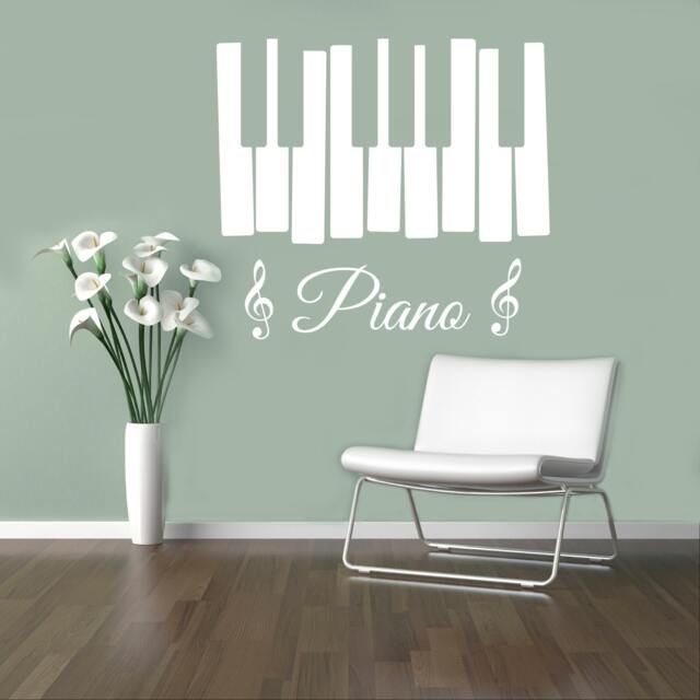 Piano Keys Wall Vinyl Decal Musical Notes Sticker Treble Clef Home Decor Bedroom Murals Housewares 18(Poc - image 1