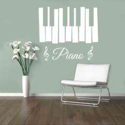 Piano Keys Wall Vinyl Decal Musical Notes Sticker Treble Clef Home Decor Bedroom Murals Housewares 18(Poc - thumbnail 1