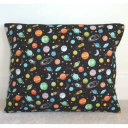 "Space 10x16 Tempur Travel Pillow Cover Small Black Planets Cushion Case 40x26cm Bolster Oblong Sham Pillowcase 16""x10"