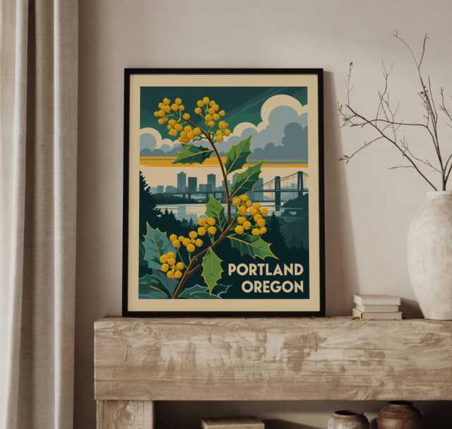 Oregon State Wall Art, Grape Poster, Flower Market Print, Travel Pacific Northwest Decor, Gift, City Artwork - image 1