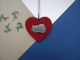 Cheshire Cat Wooden Heart Decoration - Alice in Wonderland Christmas Ornament Tree Gift