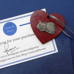 Cheshire Cat Wooden Heart Decoration - Alice in Wonderland Christmas Ornament Tree Gift - thumbnail 4