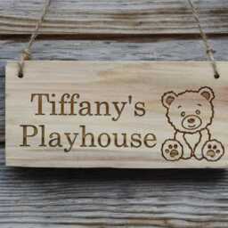Personalised Teddy Bear Wooden Name Sign - Custom Engraved Kids Room Plaque - thumbnail 4