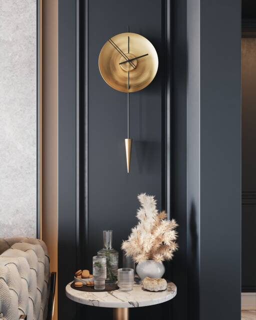 Gold Pendulum Wall Clock - Orbit, Luxury Living Room Kitchen Decor, Silent Modern Design - image 1