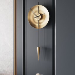 Large Modern Pendulum Wall Clock Brushed Gold Finish - thumbnail 3