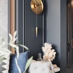 Large Modern Pendulum Wall Clock Brushed Gold Finish - thumbnail 2