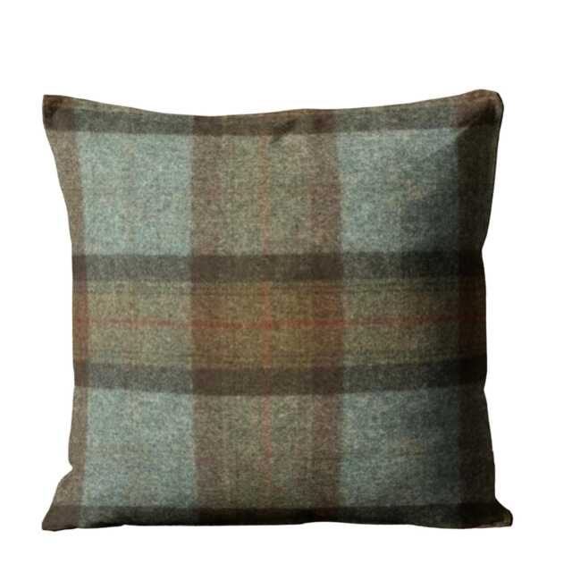 Abraham Moon, Skye, Sea, 100% Wool Plaid, Checked Tartan Cushion Cover - image 1