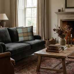 Abraham Moon, Skye, Sea, 100% Wool Plaid, Checked Tartan Cushion Cover - thumbnail 2