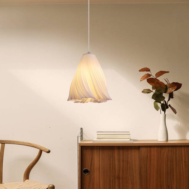 3D Printed Hanging Lamp, Dining Table Pleated Lamp Shade, Unique - image 1
