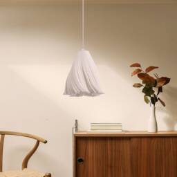 3D Printed Hanging Lamp, Dining Table Pleated Lamp Shade, Unique - thumbnail 2