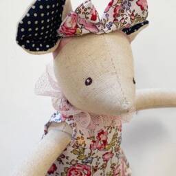 Handmade Mouse Doll . Fully Dressed Toy First Birthday Baby Shower Gift Toddler - thumbnail 4