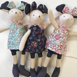 Handmade Mouse Doll . Fully Dressed Toy First Birthday Baby Shower Gift Toddler - thumbnail 2