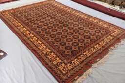 7x10 Tribal Area Rug - Modern Afghan Hand Knotted Wool Handmade Turkmen Bukhara Geometric Oriental Rugs For Living Room - thumbnail 1