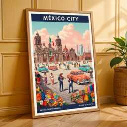 Vintage Mexico City Travel Poster Retro American Art Print - thumbnail 3