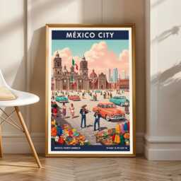 Vintage Mexico City Travel Poster Retro American Art Print - thumbnail 1