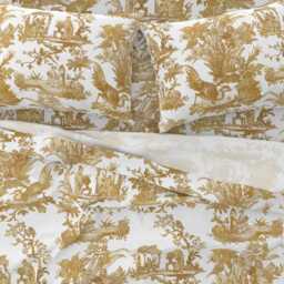 Toile Sheets - Chinoiserie By Peacoquettedesigns Asian Gold White Chinese Cotton Sateen Sheet Set Bedding Spoonflower - thumbnail 3
