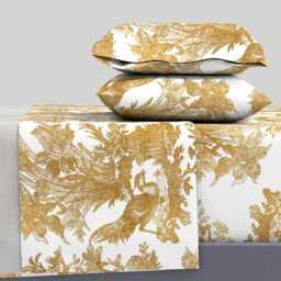 Toile Sheets - Chinoiserie By Peacoquettedesigns Asian Gold White Chinese Cotton Sateen Sheet Set Bedding Spoonflower