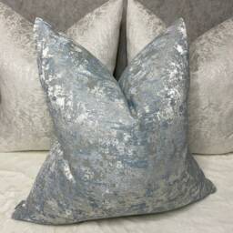 Sky Blue Silver Cushion Cover, Luxury Textured Euro Pillow Cover For Sofa Or Bed, Designer Venus - thumbnail 2