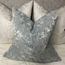 Sky Blue Silver Cushion Cover, Luxury Textured Euro Pillow Cover For Sofa Or Bed, Designer Venus