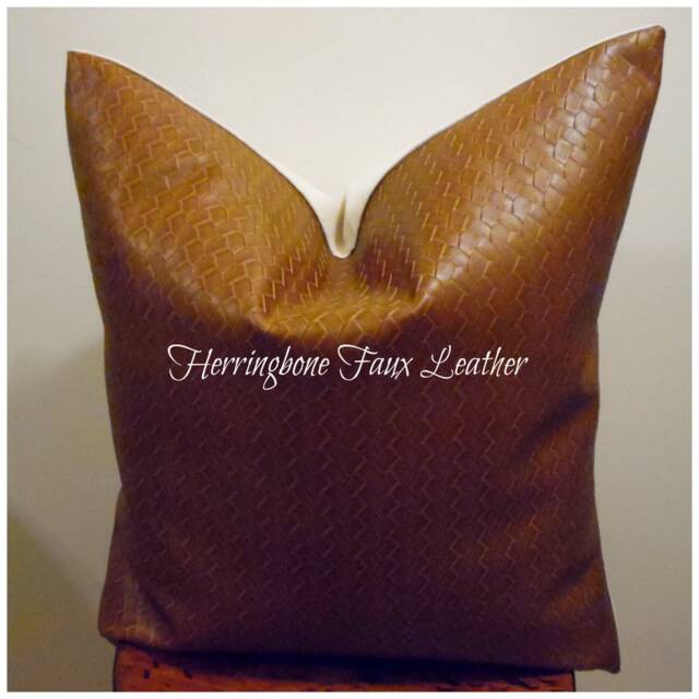 Herringbone Faux Leather. Pillow Covers.toss Pillows.farmhouse Toss Pillow.cushion Covers.slipcovers.home Decor.fall Decor.industrial Decor - image 1