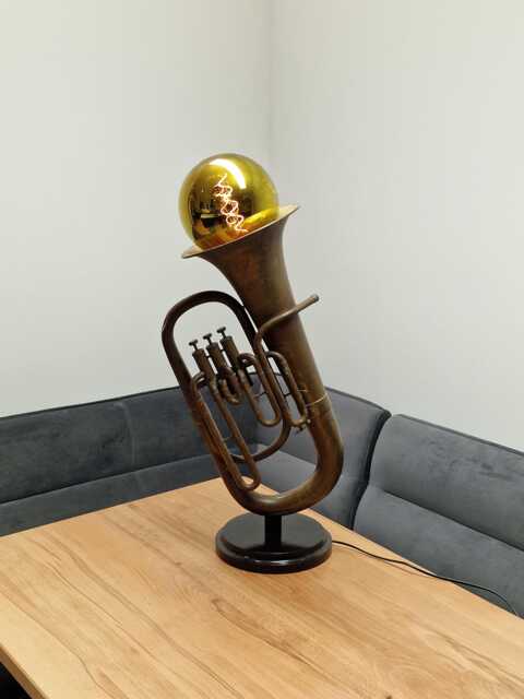 Large Antique Brass Euphonium Tuba Floor Lamp/Uplight, Upcycled - image 1