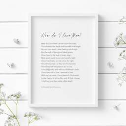 How Do I Love Thee? - Romantic Print Elizabeth Barrett Browning Sonnet 43 Wedding Engagement Anniversary Gift Poster Unframed - thumbnail 1