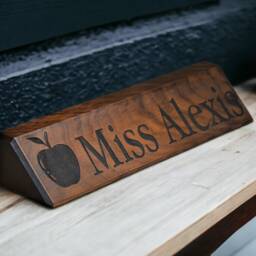 Engraved Wooden Desk Name Plates 10 Inch Solid Walnut Wood, Custom Engraved With The Text Of Your Choice Wooden Sign - thumbnail 4
