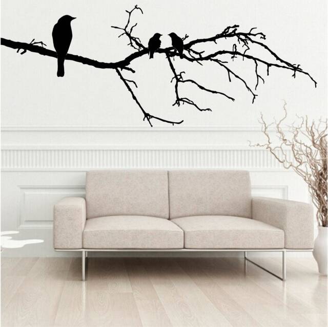 Crow's On A Branch Vinyl Wall Art, Decal, Sticker, Transfer, Mural, Decor, Rent Friendly, Interior, Exterior, Full Removable, - 0277 - image 1
