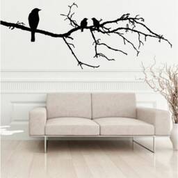 Crow's On A Branch Vinyl Wall Art, Decal, Sticker, Transfer, Mural, Decor, Rent Friendly, Interior, Exterior, Full Removable, - 0277 - thumbnail 1