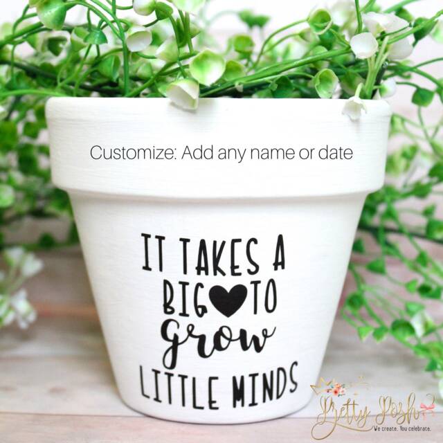 Personalized Teacher Gift Flower Pot - It Takes A Big Heart - image 1
