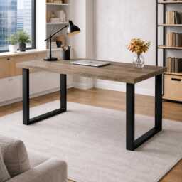 Wooden Desk - Home Office Rustic Computer Industrial Solid Wood Chunky Handmade Work Fromhome - thumbnail 4