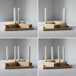 Four Lights Maple On - Advent Wreath - 4 Candle Holders A Tray Handmade From Wood Beautiful Grain - thumbnail 3