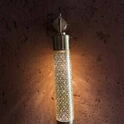 Moroccan Brass Plug-In Wall Lamp Antique Engraved Torch Light - thumbnail 2