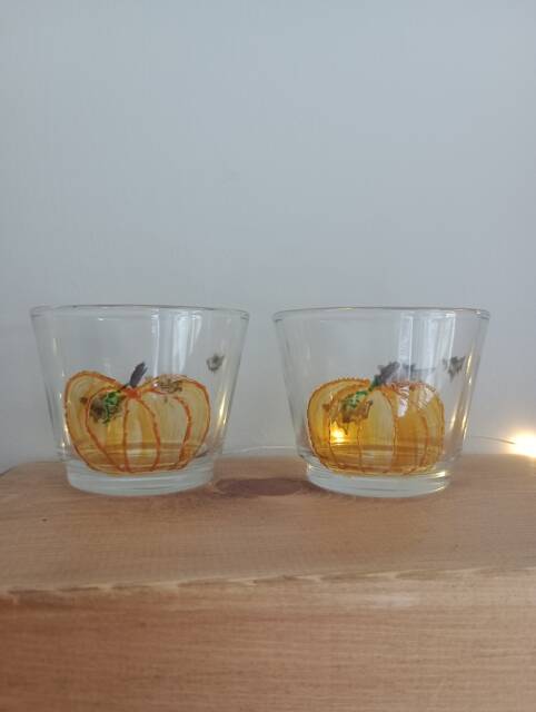 Hand Painted Tea Light Holders. Set Of Two. Unique - image 1